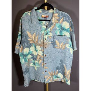 Havana Jack's Cafe Hawaiian Shirt Men's XL Blue Floral